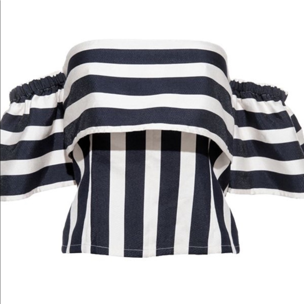 Front Row Shop Stripe Off the Shoulder Crop Top